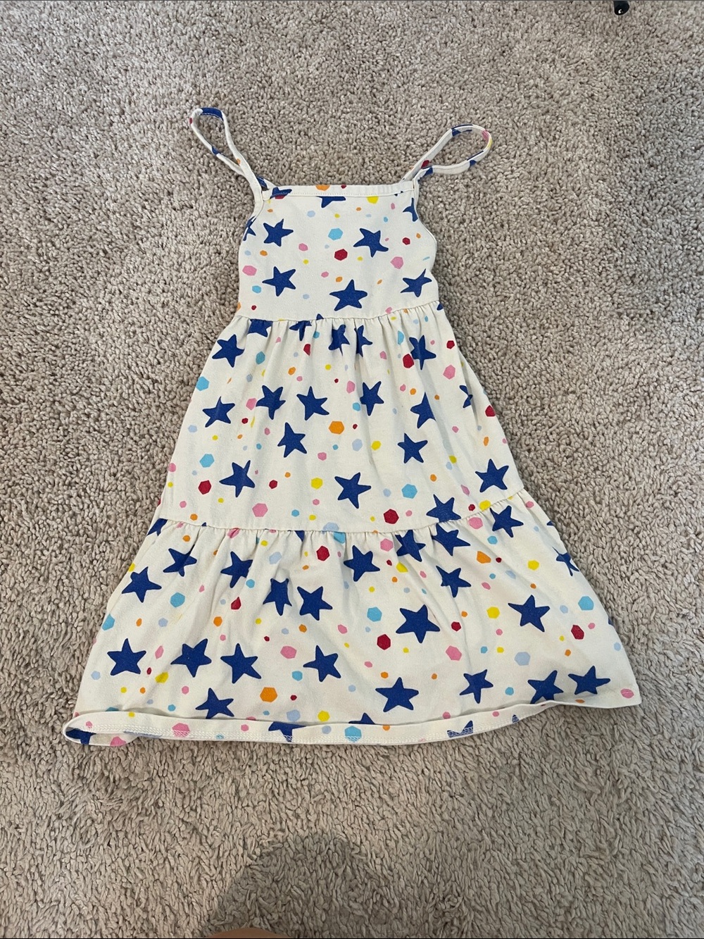 Girls White Star & Confetti Print Sundress